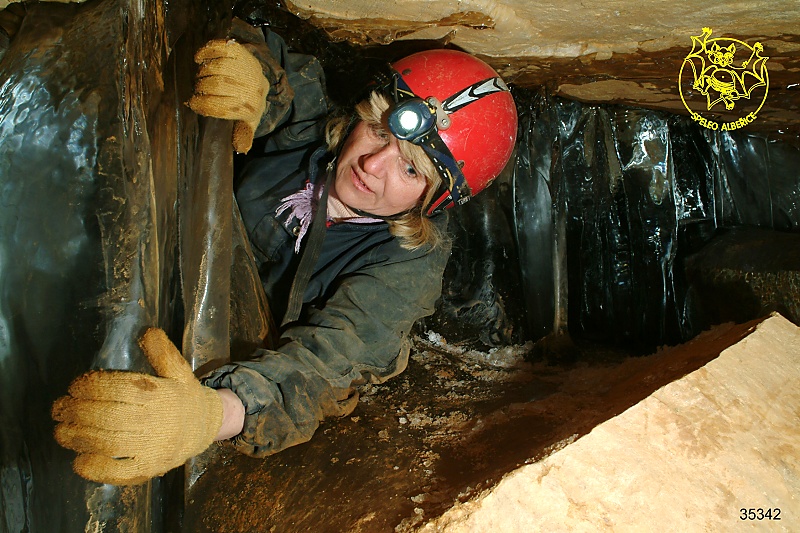 An entry into the cave is often completely prevented by the presence of ice in the entrance tract - enlarge by clicking