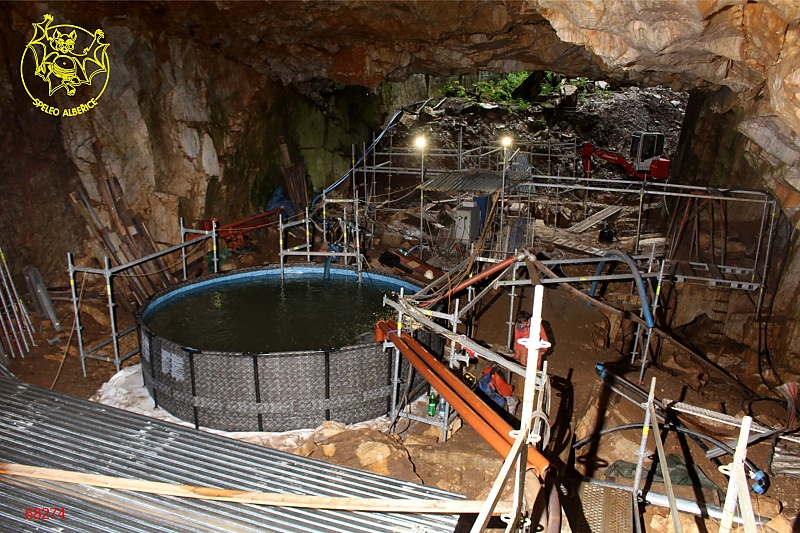 A pumped-storage reservoir and the control room in the Chamber during pumping in 2019 - enlarge by clicking
